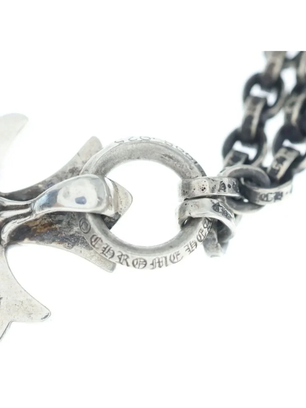 Chrome Hearts Ppr Chn Sml CH Crs Paper Chain Small CH Cross Silver Necklace